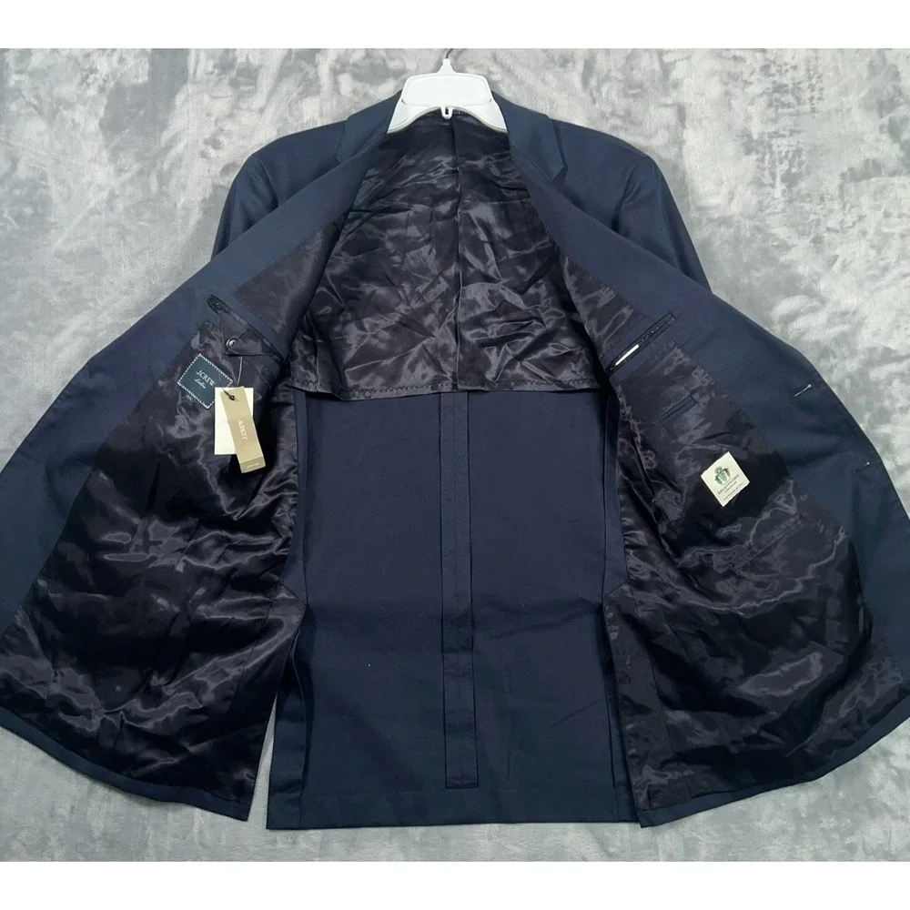 J Crew Ludlow Navy Blue Blazer Mens 40L New Suit Jacket Slim Fit Cotton Chino